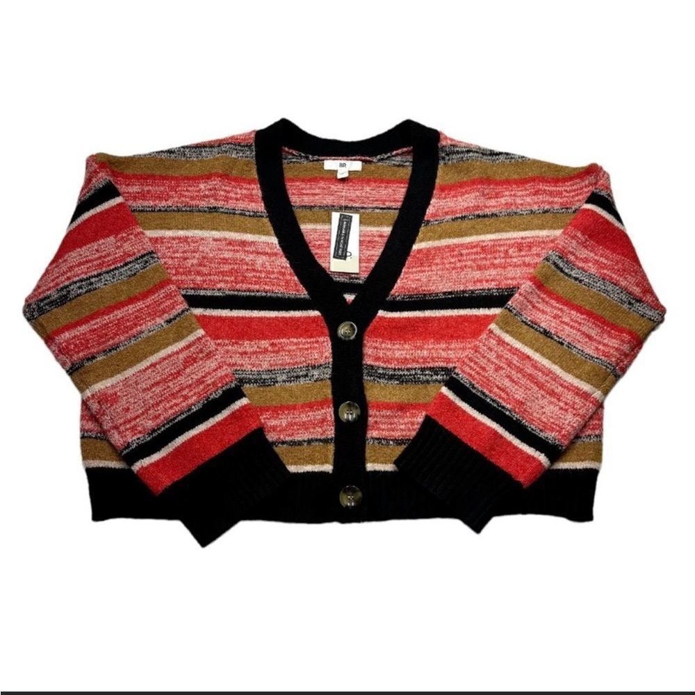BP Black Marl Stripped Crop Cardigan Sweater NWT - Picture 5 of 8